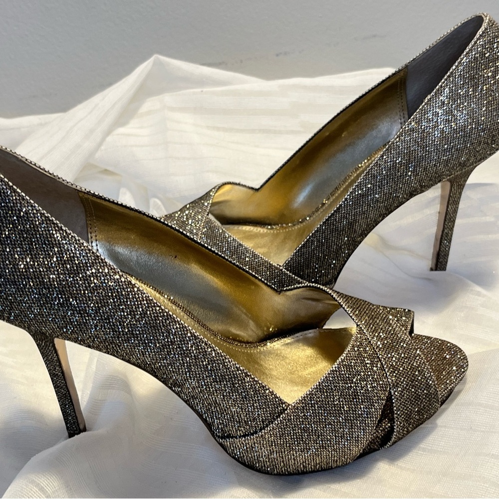 Nina Black and Silver Glitter Heels